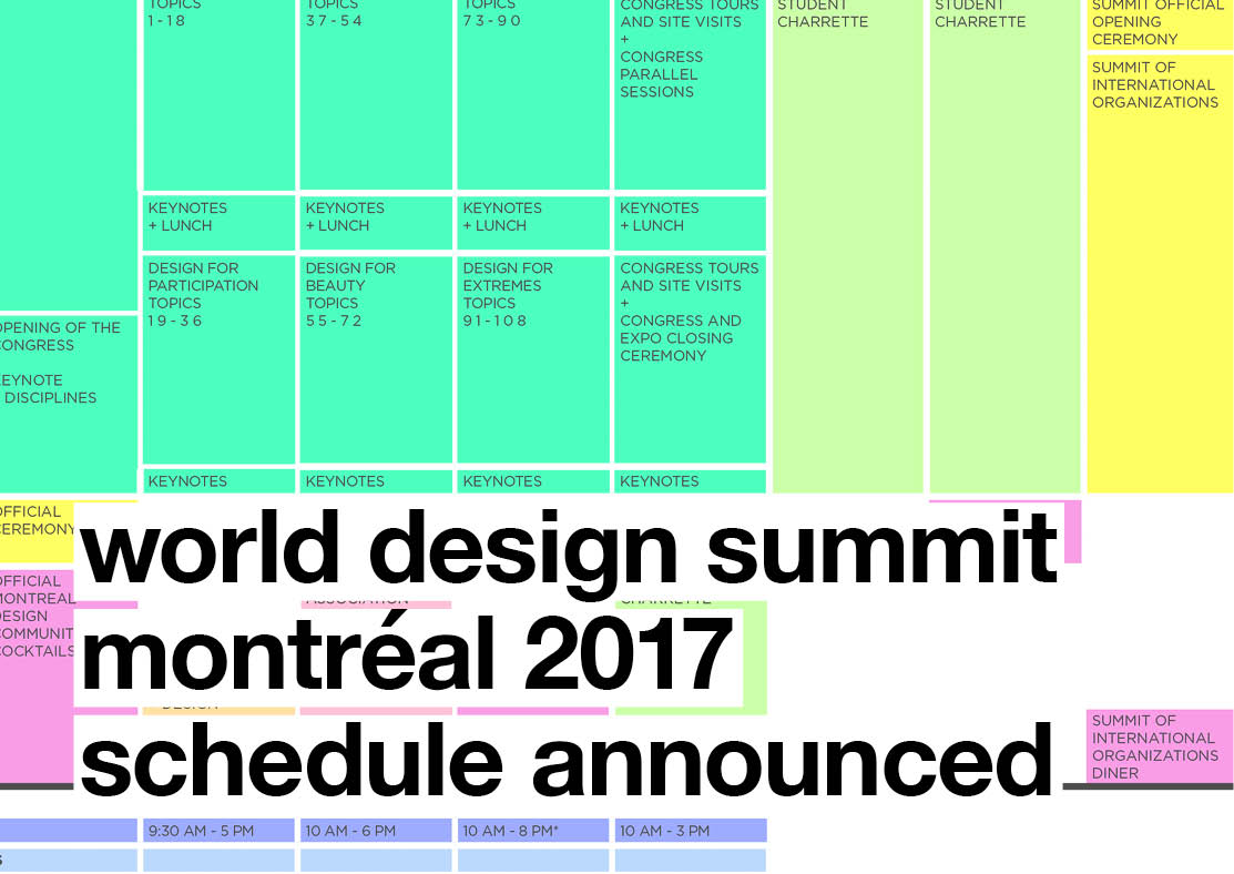 World Design Summit (WDS) Montréal 2017 Schedule Announced