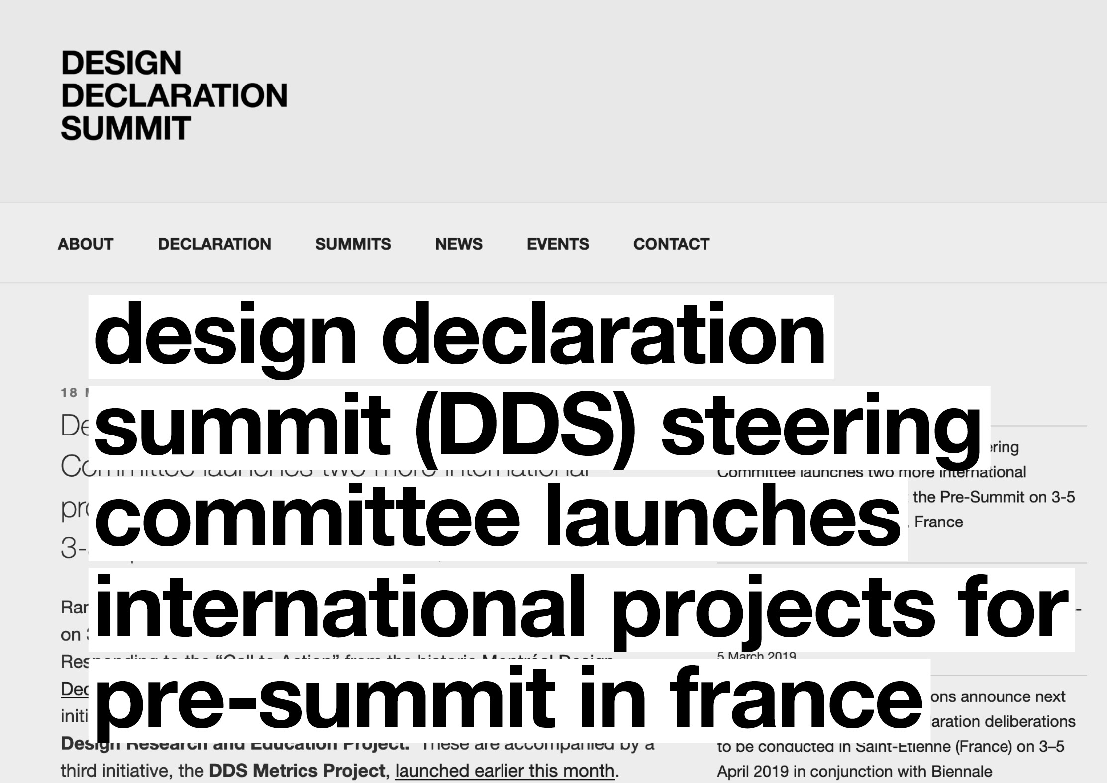 Design Declaration Summit (DDS) Steering Committee launches two more international projects for Pre-Summit in France